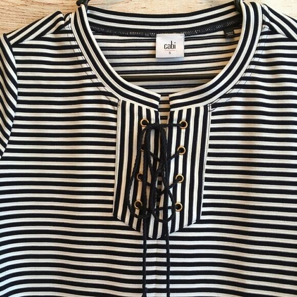 CABI CAPTAIN DRESS IN BLACK AND WHITE STRIPES - Picture 5 of 7
